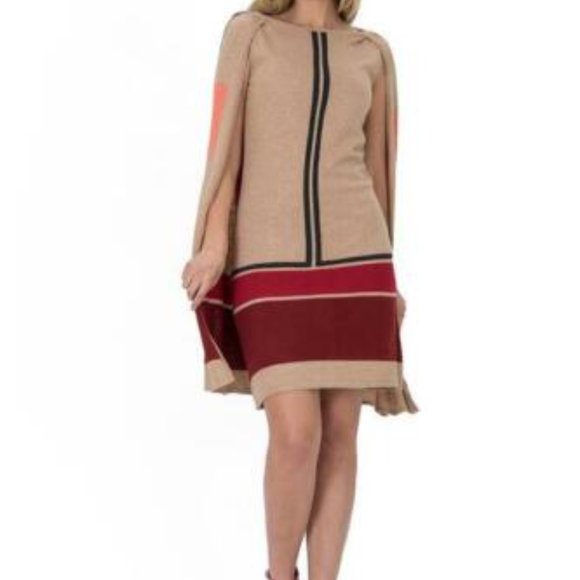 Vertigo Paris Dresses Vertigo Paris Bisque Combo Caped Sweater Dress Cashmere Nwt Poshmark